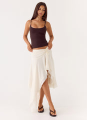 Abeda Asymmetrical Midi Skirt - Ivory