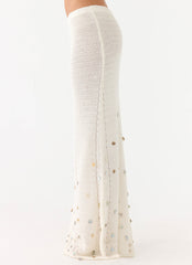 Adelaida Beaded Crochet Maxi Skirt - Ivory