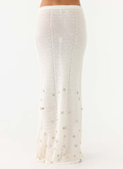 Adelaida Beaded Crochet Maxi Skirt - Ivory