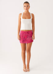 Adored By You Mini Skirt - Fuchsia