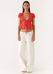 Ailani Top - Magenta Red Rose
