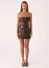 Akima Bustier Sequin Mini Dress - Chocolate