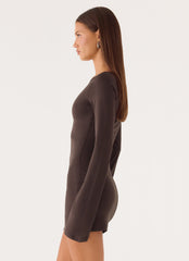 Alonna Mini Dress - Chocolate Fudge