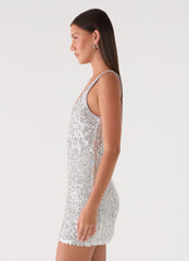 Alula Sequin Mini Dress - Silver