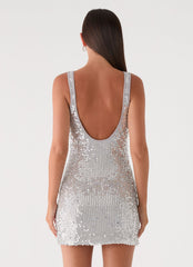 Alula Sequin Mini Dress - Silver