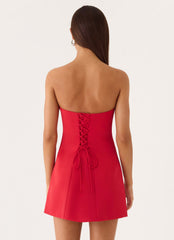 Alyse Strapless Mini Dress - Red