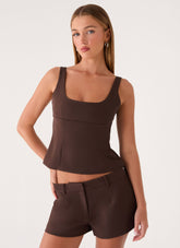 Autrey Suiting Top - Chocolate