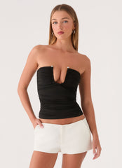 Auriella Low Rise Suiting Shorts - White
