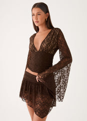 Avelora Lace Top - Chocolate