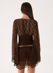 Avelora Lace Top - Chocolate