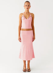 Bahama Eyelet Lace Up Top - Strawberry Dot