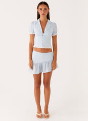 Bennett Mini Skirt - Blue White Stripe
