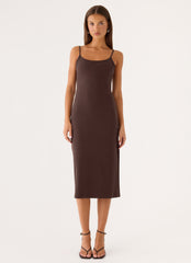 Between Tasks Midi Dress - Chocolate Fudge