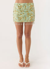 Bliss Beaded Mini Skirt - Lime