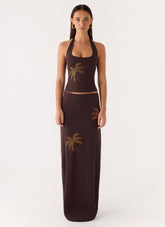 Brienne Beaded Maxi Skirt - Chocolate