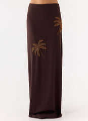 Brienne Beaded Maxi Skirt - Chocolate
