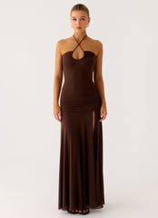 Callie Ruched Maxi Dress - Chocolate