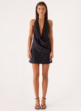Calm Nights Mini Dress - Black