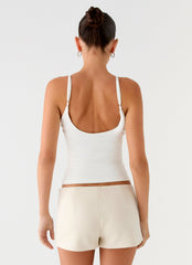 Candela Suede Low Rise Mini Shorts - Ivory