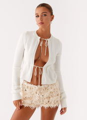Candy Sequin Mini Shorts - White