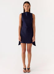 Cerina High Neck Mini Dress - Navy