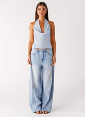 Charli Cowl Top - Blue