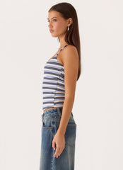 Chauncey Halter Top - Blue Stripe