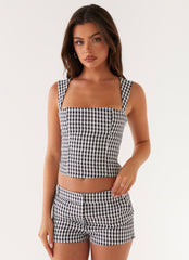Clayton Top - Black Gingham