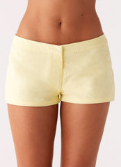 Coastline Cotton Micro Mini Shorts - Yellow