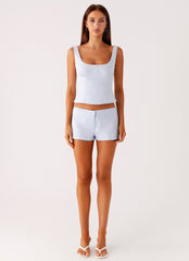 Coastline Cotton Micro Mini Shorts - Blue