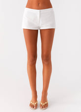 Coastline Cotton Micro Mini Shorts - White