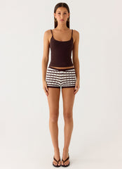Danni Micro Shorts - Chocolate Stripe