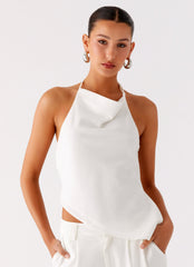 Delong Backless Linen Top - White