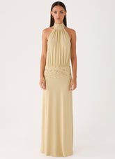 Donyale Halter Maxi Dress - Pale Olive