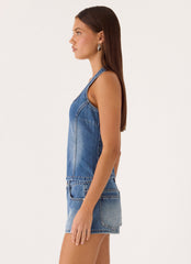 Eliah Denim Halter Top - Blue