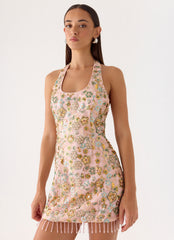 Ellerie Beaded Mini Dress - Pink