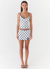 Elliot Mini Skirt - Porcelain Blue Polka Dot