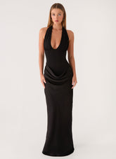 Emaretta Halter Maxi Dress - Black
