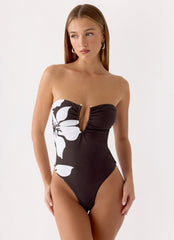 Emberly Strapless Swimsuit - Chocolate Tropic Floral