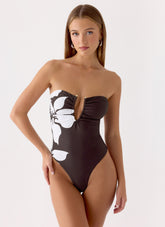 Emberly Strapless Swimsuit - Chocolate Tropic Floral