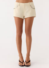 Emenique Button Shorts - Ivory