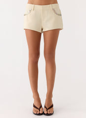 Emenique Button Shorts - Ivory