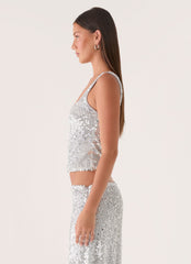 Evodia Sequin Tank Top - Silver