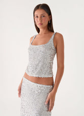 Evodia Sequin Tank Top - Silver