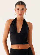 Fade Out Hardware Halter Top - Black