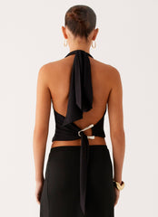 Fade Out Hardware Halter Top - Black