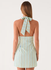 Feyric Mini Dress - Mint Banana Stripe