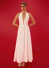 Figaro Halter Maxi Dress - White