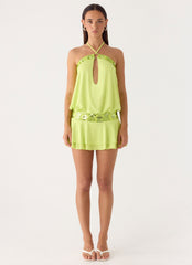 Gala Sequin Mini Dress - Lime