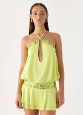 Gala Sequin Mini Dress - Lime